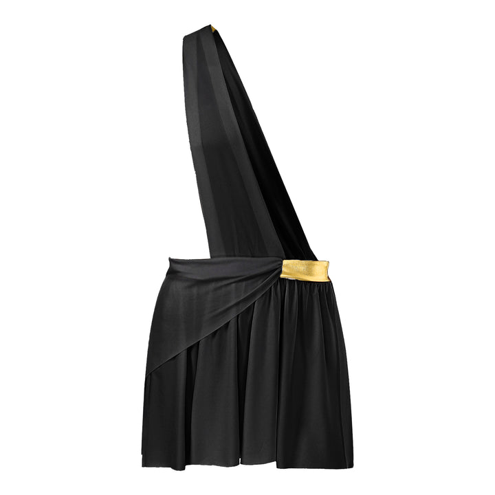 Halloween Ancient Greek Warrior Cosplay Costume Mens One Shoulder Strap Contrast Color Ruffle Skirt Carnival Theme Party Wear