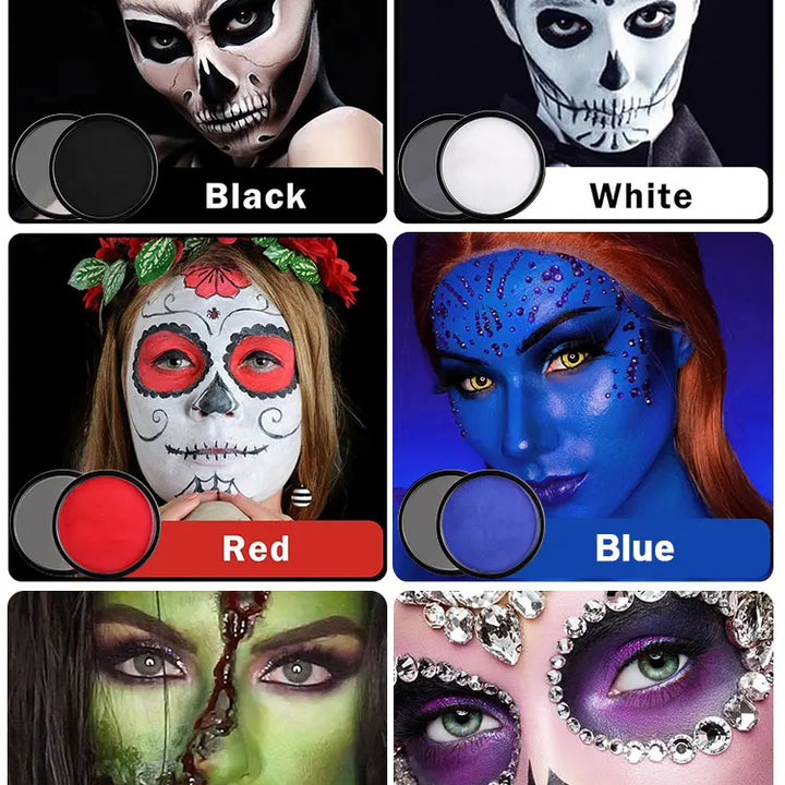 30g Monochrome Water Soluble Face Body Paint Vibrant DIY Makeup for Christmas Parties Long-Lasting Professional Quality Cosmetic