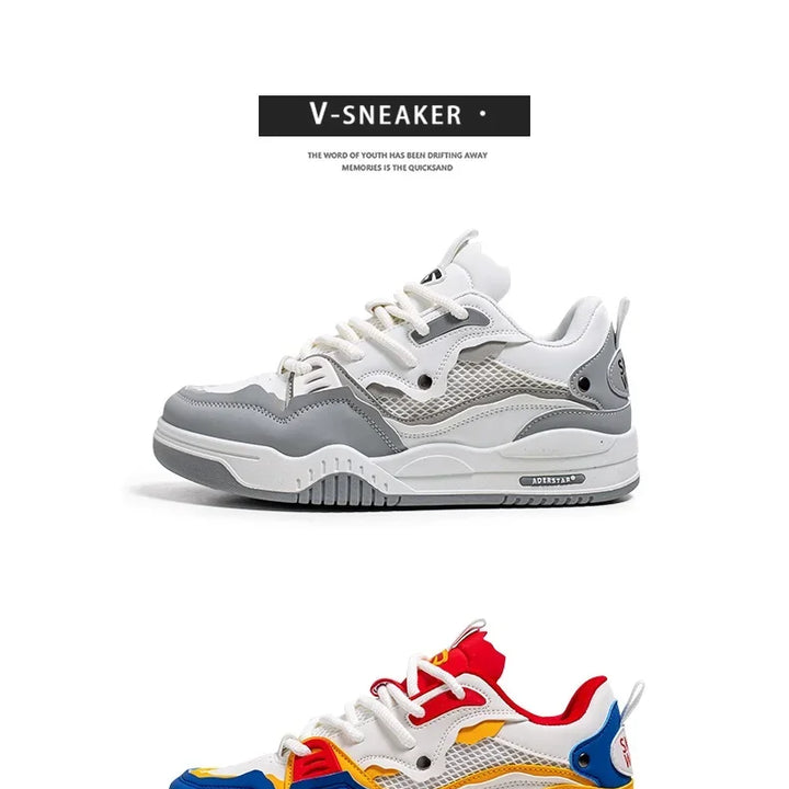 Men's Vulcanized Shoes Trendy Personalized Teenagers Casual Shoes Round Toe Lace-Up Plus Size Platform Shoes Men Shose For Sale