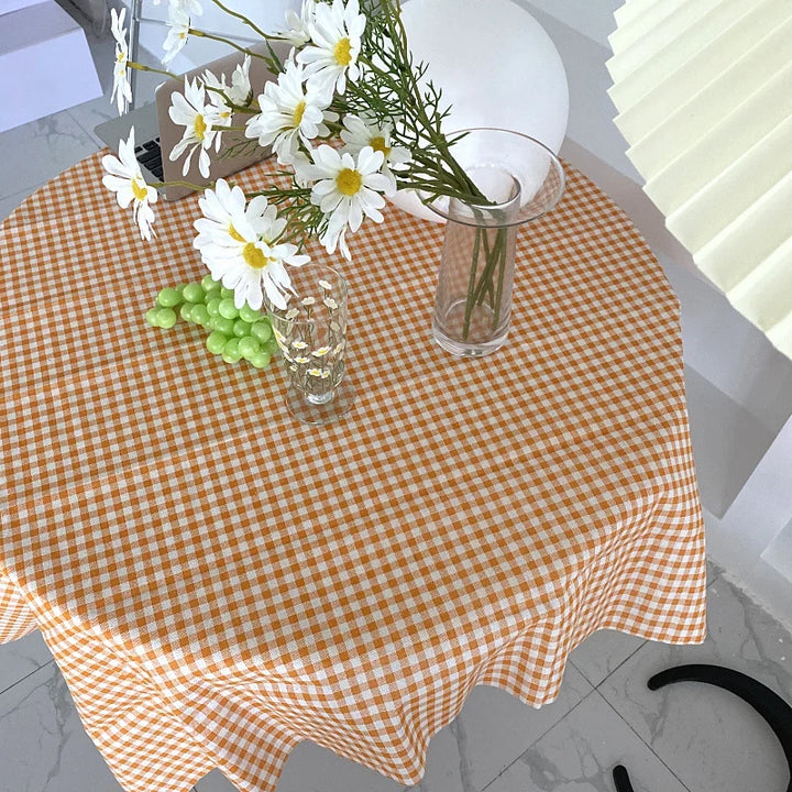 Dustproof Plaid Table Cloth Korean Tablecloth Simple Dining Desk Cover Rectangle Photo Background Cloth Living Room Decor 식탁보