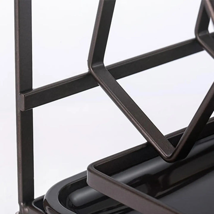6 Slot Mug Drying Rack Non Slip Silicone Cup Organizer for Kitchen Counter Modern Steel Dish Drainer with Water Catcher Tray