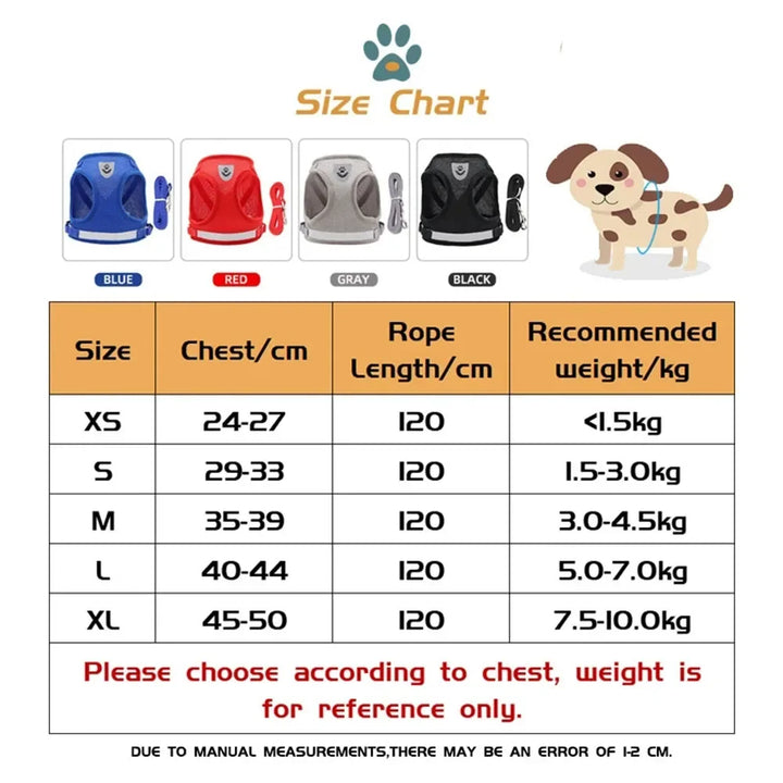 Dog Harness Lead Leash Set Adjustable Reflective Escape Proof Pet Mesh Vest Harness Puppy Dog Collar Small Dog Cat Pet Supplies