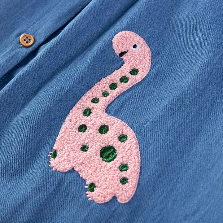 Little maven Children's Clothing Baby Girls New Cotton Embroidered Cartoon Dinosaurs Denim Dresses