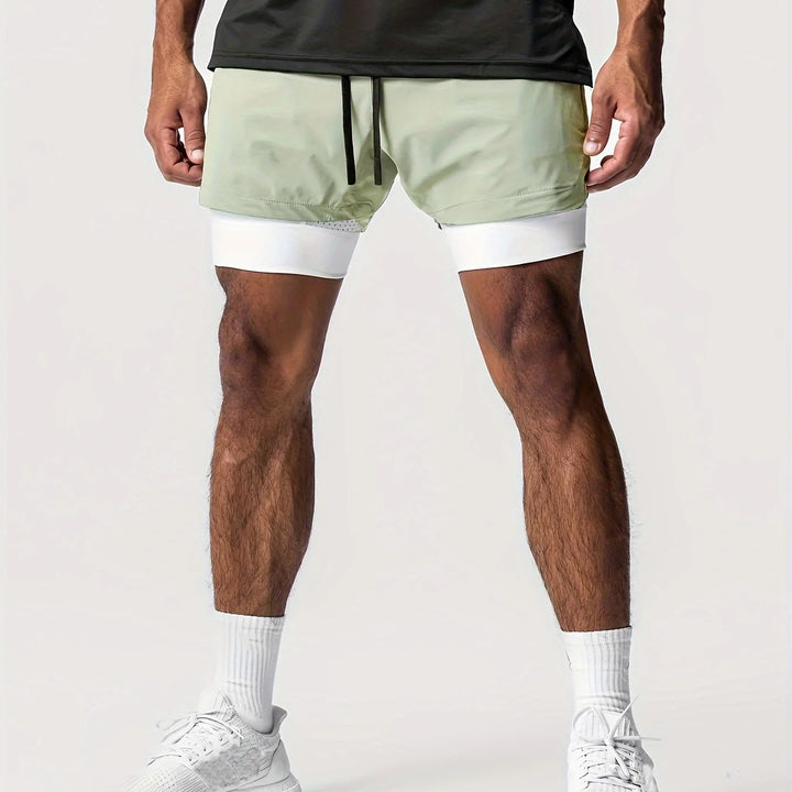 Sports shorts for men, double layered, quarter quick drying, elastic basketball, running training equipment, deep squat fitness,