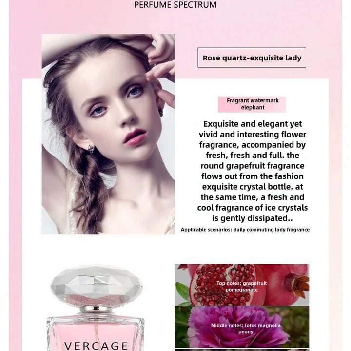Osmanthus, Peony, and Pomegranate Fragrance Perfume for Women - Crystal Diamond Series, Light and Elegant Scent parfum