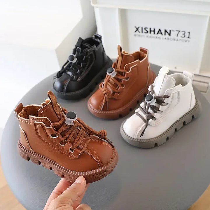 Boys Boots Kids Ankle Boots 2025 Autumn Winter New Toddlers Children Fashion Boots for Little Boy Girl Lace-up Soft Rubber