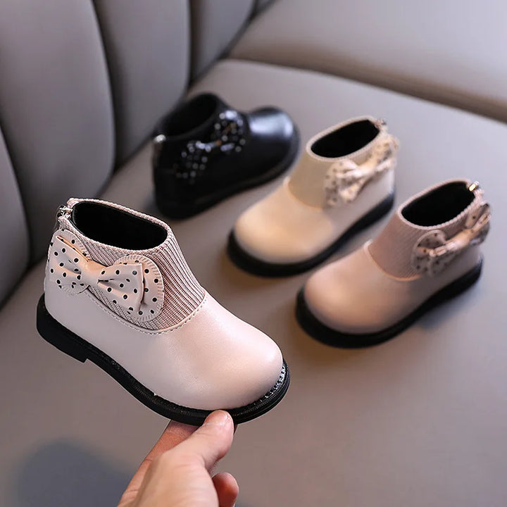 ботинки Kid Shoe Kid Plush Fashion Boots 2023 New Soft Leather Boot Versatile Ankle Boot Soft Soled Girl Boots Kids Cotton Boots