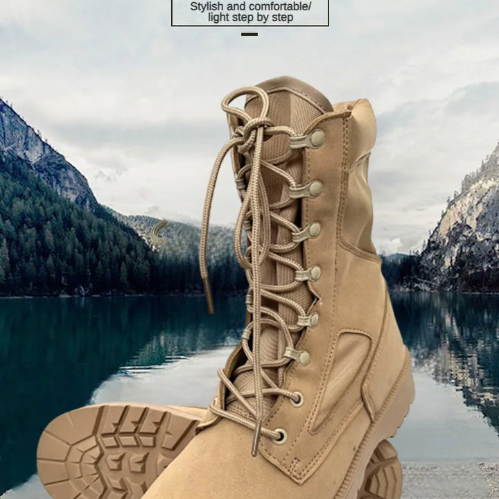 New Brand Leather Man Tactical Combat Boots Men Outdoor Hiking Desert Boots Breathable Male Ankle Boots