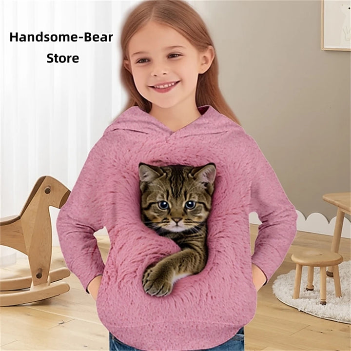 2024 Baby Autumn Clothes Funny Cat Print Hoodies Child Sweatshirt Fashion Clothes Child Boy Top Outdoor Clothes for Children Top