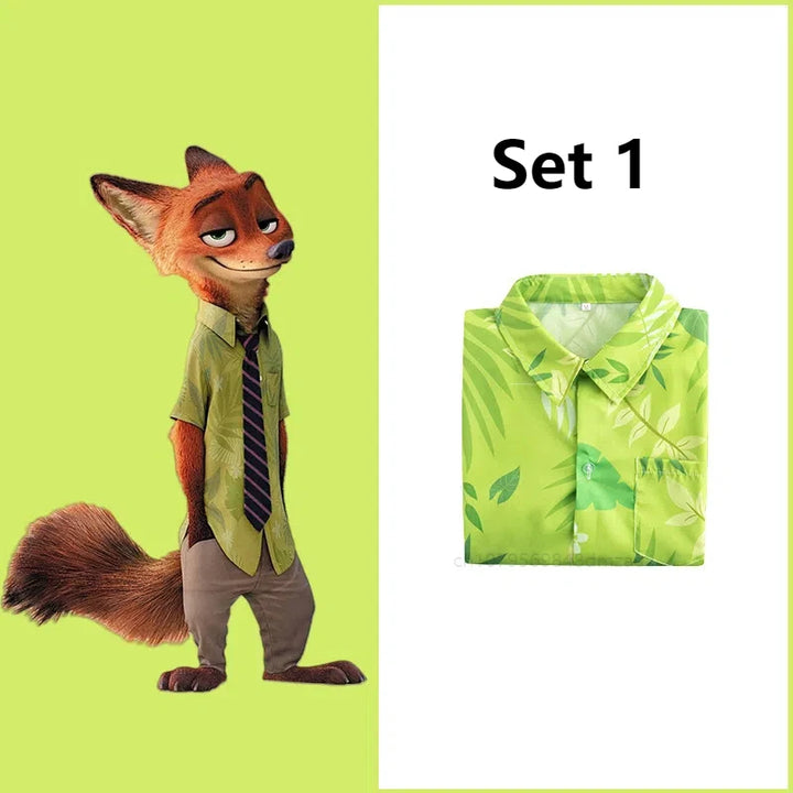 Halloween Cosplay Costume Set, Green Top and Brown Pants, Anime Characters, Used for Anime Exhibitions and Festivals