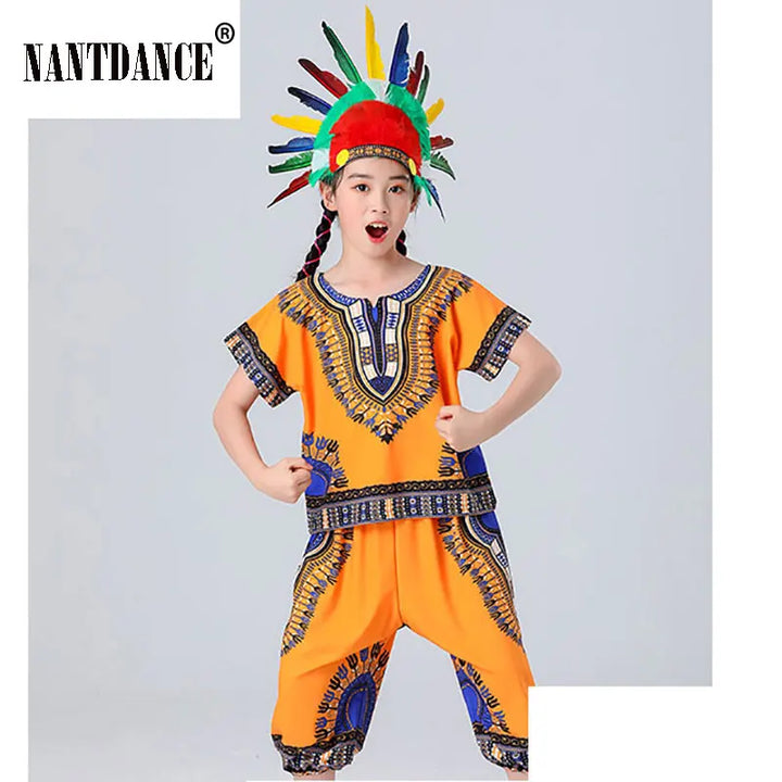 Halloween Cosplay Costume Children Savage Caveman Costumes Boy Leopard Flintstone African Tribal Hunter Indians Clothing Girl