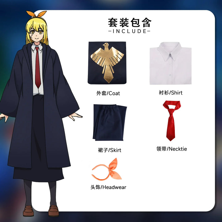 Halloween  Costume de Cosplay Mashle Magic and Muscles pour Homme et Femme, Robe Imbibée de Manteau Everak Bleu Marine