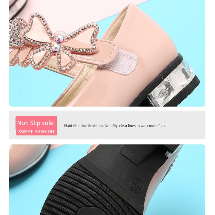 2025 Children's Shoes Girls Black Leather Shoes Performance Shoes Spring & Fall Soft Bottom Children's Single-Layer Shoes Student White Girls Princess Shoes
