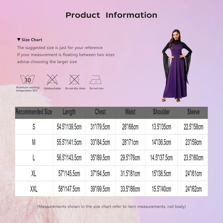 Halloween Costume Vampire Witch Cosplay Costume for Women Flared Mesh Cuffs Medieval Witch Maxi Dresses Masquerade Party Dress