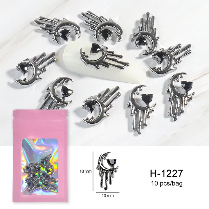 Halloween Alloy Nail Art Charms 3D Ghost Skull Pumpkin Golden Silver Classic Nails Jewelry Ornaments DIY Manicure Accessories