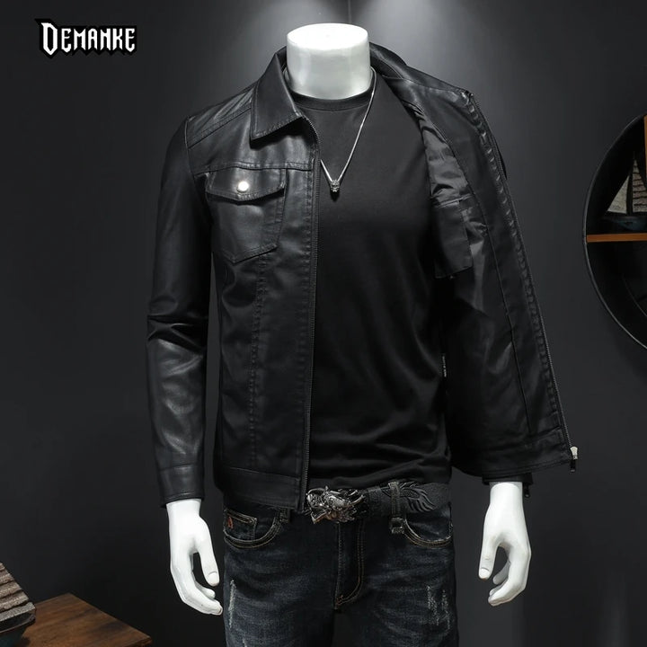 Spring Autumn Mens Leather Jackets Slim Fit Male Fashion Faux Windproof Warm Coats Man Brand Clothing