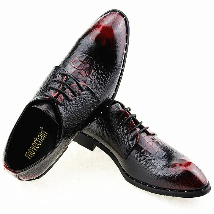 2025 Fashion Men's alligator Grain Leather Dress Shoes Man Casual Pointed Toe Oxfords Mens Lace-Up Business Office Oxford Shoe