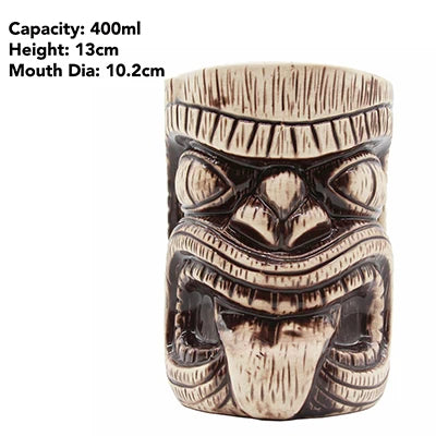 Tiki Mugs Ceramic Hawaiian Luau Party Mugs Drinkware, Cute Exotic Cocktail Glasses, Tiki Bar