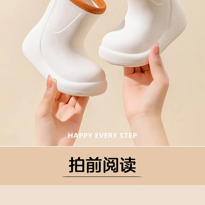 Korean INS Children's Rain Boots Bear Baby Anti-slip Waterproof Light Weight Unisex Kids Shoes Soft Sole Easy to Wear And off