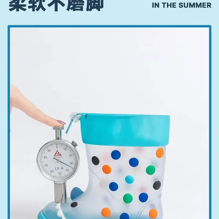 Anti-Slippery Rain Boots Kids Fashion Casual Waterproof Boys Girls Print Cartoon Children PVC Soft Soles Shoes 2025 Summer
