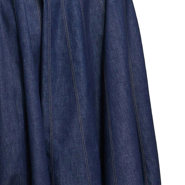 Fashion Sleeveless High Waist Maxi Dress Denim  Elegant O Neck New Office Ladies