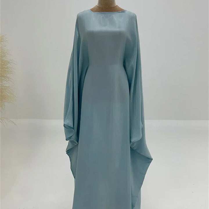 Tossy Autumn Loose Shiny Maxi Dress Butterfly Batwing Long Sleeve Muslim Clothes Party Solid Female Long Dress New