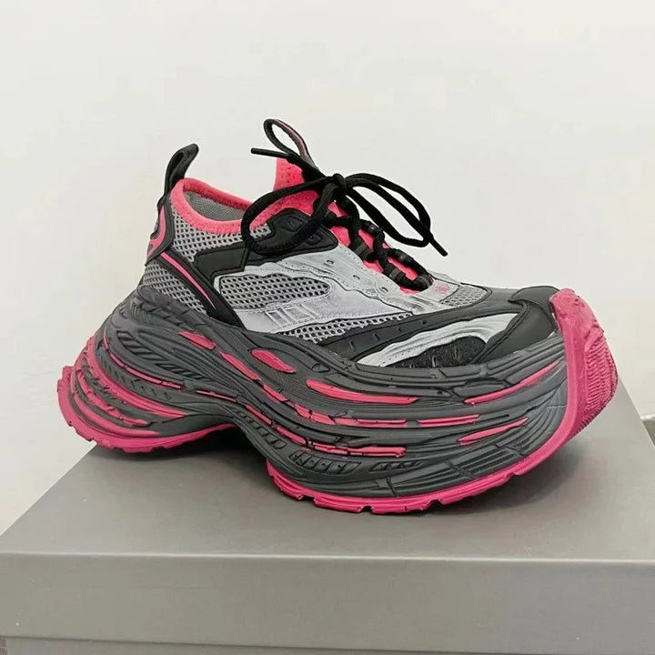 Fashion Designer Shoes Sneakers for Women and Men Mixed Colors Mesh Air Thick Sole Couple Chunky Sneakers Height-increasing