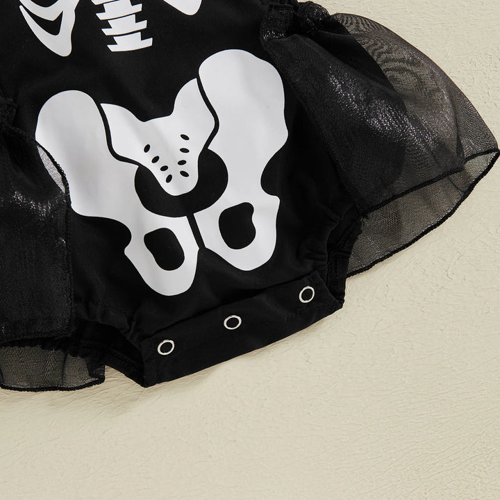 Baby Clothing Girl Halloween Romper Skeleton Print Ruffles Jumpsuit for Newborn Cute Clothes