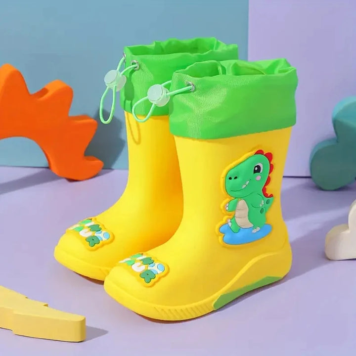 Kids' Mid-Calf Rain Boots Non-slip Durable With A Drawstring To Prevent Water Ingress High-Quality Rubber Waterproof Shoes