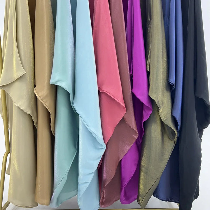Tossy Autumn Loose Shiny Maxi Dress Butterfly Batwing Long Sleeve Muslim Clothes Party Solid Female Long Dress New