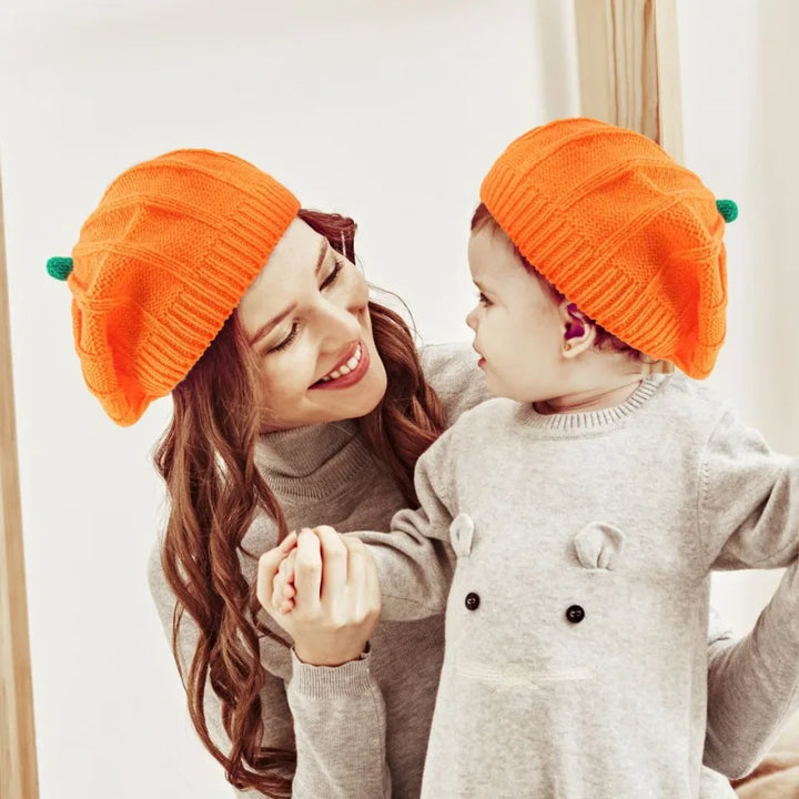 Halloween Pumpkin Beret Hat Decoration Thanksgiving Autumn Winter Parent-Child Knitted Hats Warm Knit Hat Christmas Party Hats