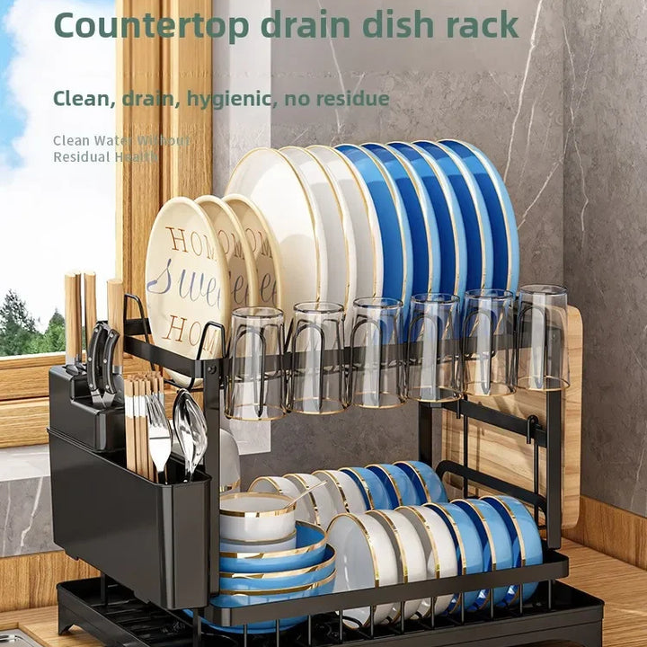 Kitchen utensil drain pipe drain storage rack countertop utensil drain, chopstick storage rack with cup holder