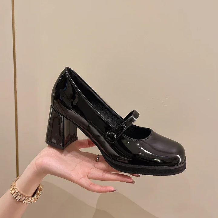 Women's Dresses Leather Shoes New Spring Autumn Women's Loafers Fashion Catwalk Versatile Mary Jane Shoes Ladies High Heel Shoes