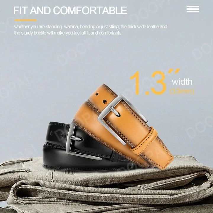 Men Belts High Quality Leather LONG Large Pin Buckle Metal Automatic Buckle Male Belts Strap Male