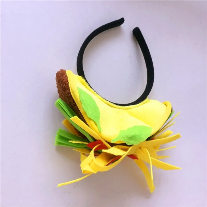 New Year Halloween French Fries Hat Cloth Personalized Taco Hair Hoop Yellow Head Accessories Creative Pizza Hat Headwear