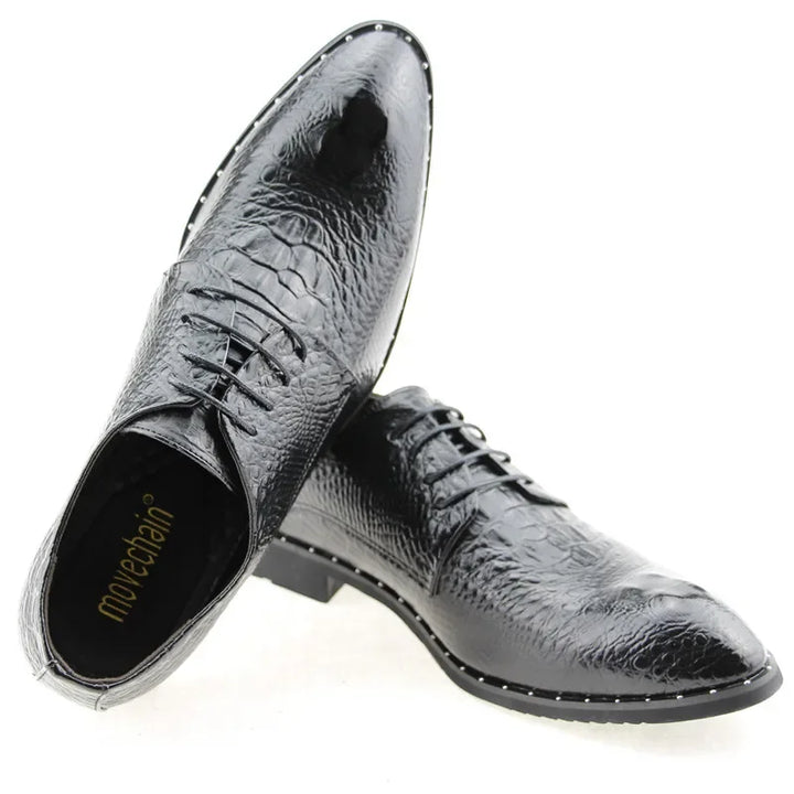 2025 Fashion Men's alligator Grain Leather Dress Shoes Man Casual Pointed Toe Oxfords Mens Lace-Up Business Office Oxford Shoe