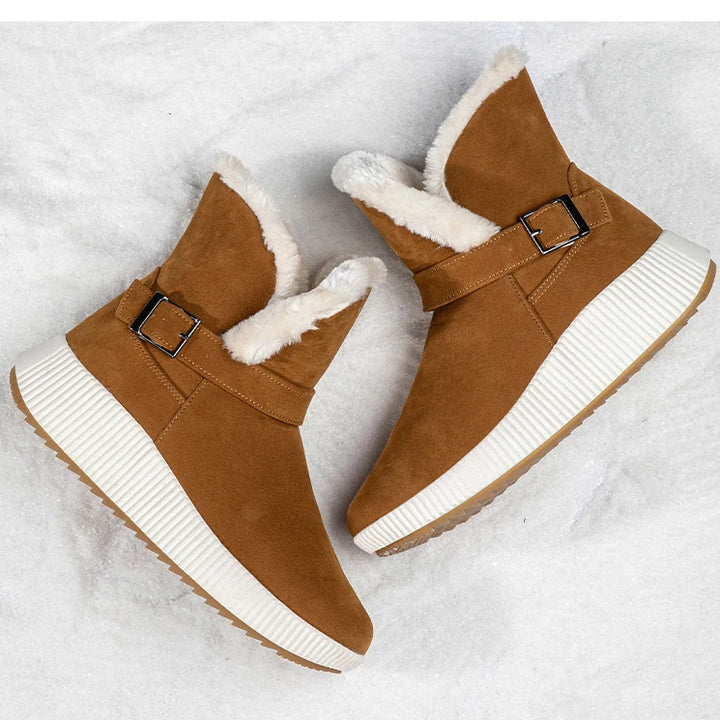 New Fashionable Bow Round Toe Elegant Snow Boots Winter Flat Wear-resistant Soft Students Plus Velvet Warm Women's Shoes