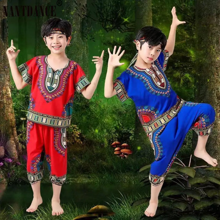 Halloween Cosplay Costume Children Savage Caveman Costumes Boy Leopard Flintstone African Tribal Hunter Indians Clothing Girl