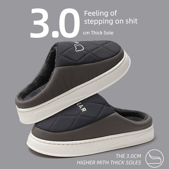 Waterproof Cotton Slippers Men Autumn and Winter 2025 New Arrival Indoor Home Non-Slip down Heattech Cotton Slippers Men's Winter