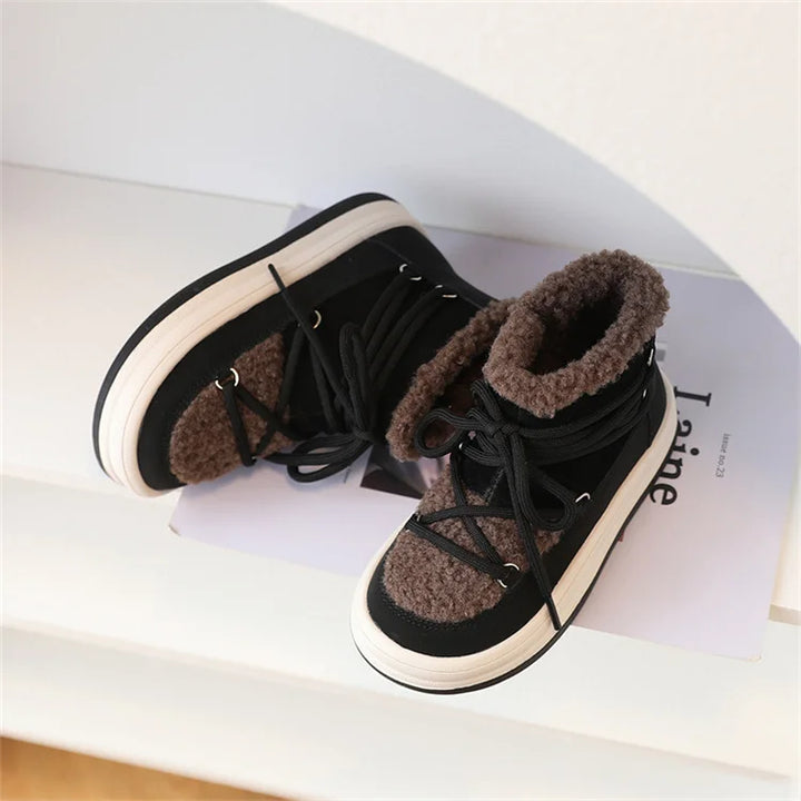 2025 New Autumn/Winter Children Boots For Boys Warm Plush Rubber Sole Toddler Kids Sneakers  Fashion Girls Boots 21-30