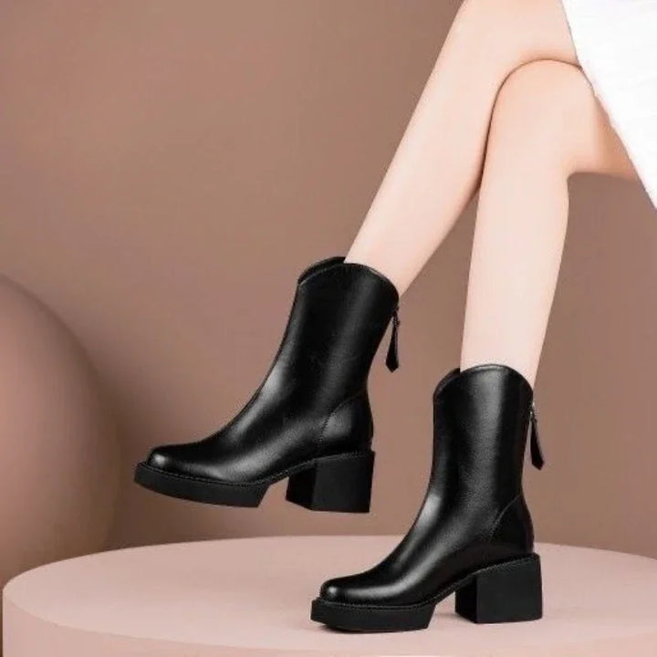 Women's Shoes Chelsea Boots Woman Winter 2024 Cute Trend Elastic Half Promotion Genuine Leather On Offer With High Quality New