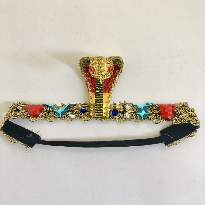 Halloween Egyptian Costume Accessories Egyptian Cobras Headpiece Beaded Tassels Necklace Decoration for Dressing Party