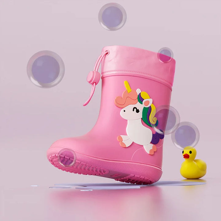 Kids Girl Boy Rain Boots Waterproof Toddler Rainboots Children's Shoes Rubber Boots Kids Baby Cartoon Dinosaur Water Shoes Boots