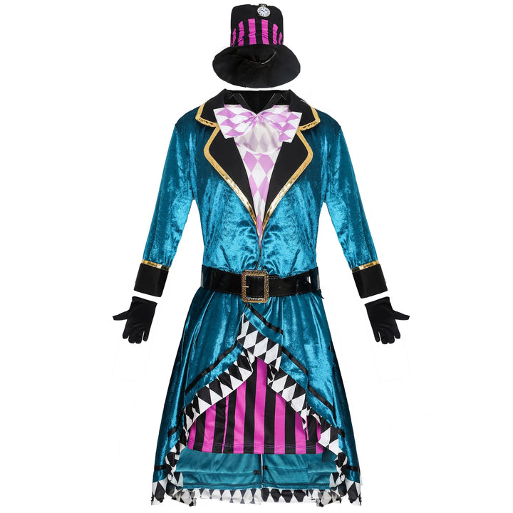 Halloween Alice In Wonderland Clock Mad Hatter Cosplay Costume Sexy Adult Women Magic Show Tuxedo Fancy Dress
