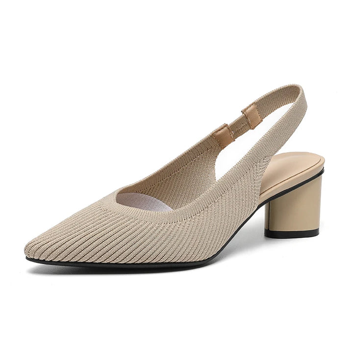 DIMANYU Women Dress Shoes Knitted Solid Color Toe Back Trip Fashion Sandals Women Pointed Toe Shallow Sidespace Women Sandals