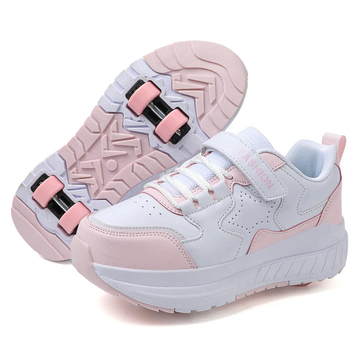 Kids Roller Skate Shoes Fashion Casual Sports Children 4-Wheels Sneakers for Boys and Girls Gift Nice Footwear