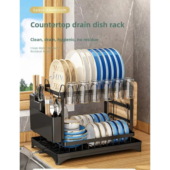Kitchen utensil drain pipe drain storage rack countertop utensil drain, chopstick storage rack with cup holder