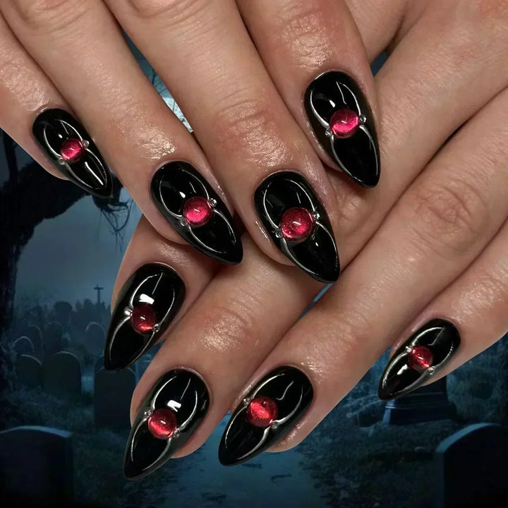 24Pc Halloween False Nails with Almond Head Designs Cute Clown Fake Nails French Full Cover Manicure Press on Nail Tips for Girl