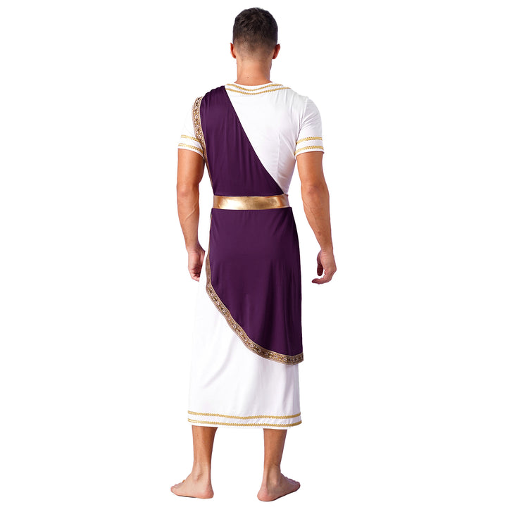 Halloween Men Ancient Greek Roman Toga Adults Retro Gold Cosplay Costume Long Robe Carnival Theme Party Fancy Dress Outfits