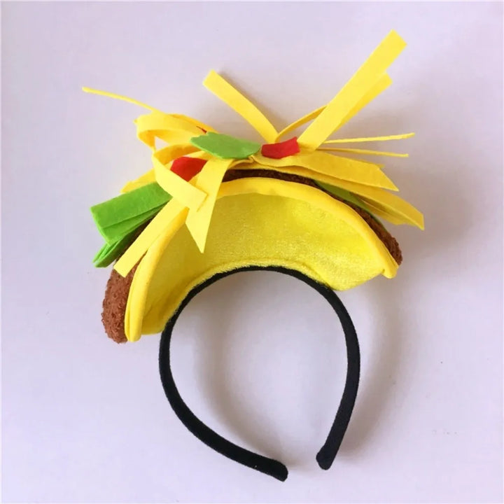 New Year Halloween French Fries Hat Cloth Personalized Taco Hair Hoop Yellow Head Accessories Creative Pizza Hat Headwear